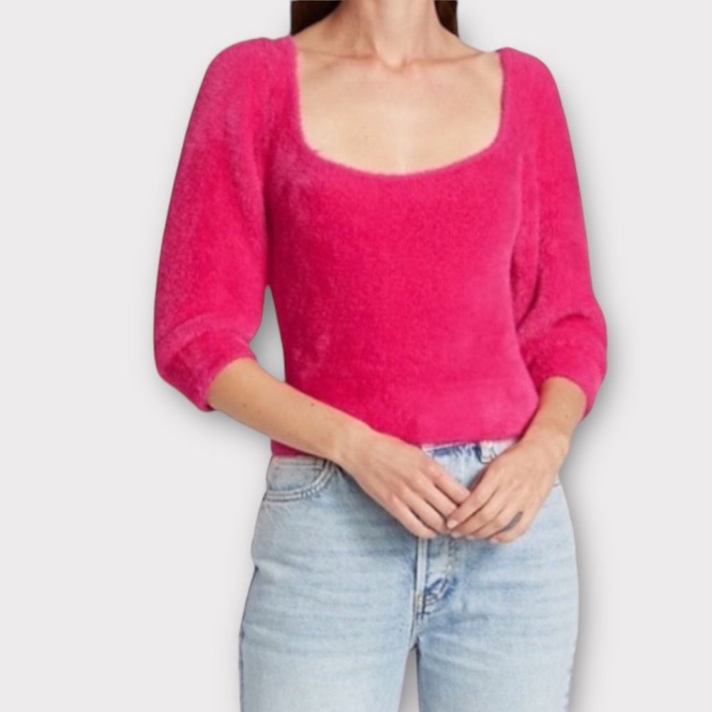 Free People Women’s Moonbeam Sweater S M L Raspberry Pop Barbiecore Feminine NWT